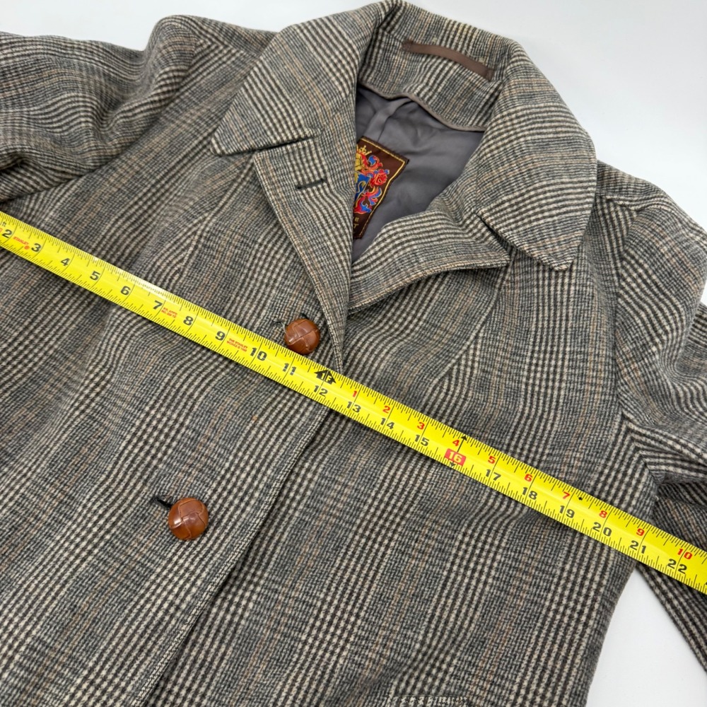 Vintage German Loden Coat Glen Plaid Wool Overcoat Dark Academia Old Money - Picture 8 of 10